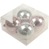 Julgranskulor, rosa & silver 4 st 8 cm