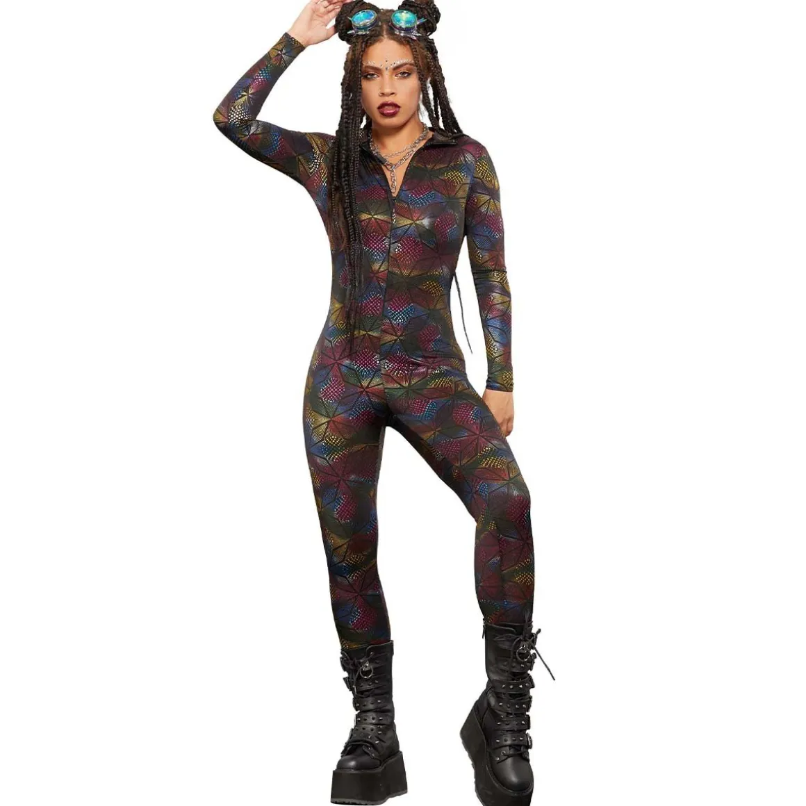 Jumpsuit, Fever Miss Whiplash Geometric Print Catsuit
