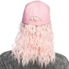 Keps med hår, rosa