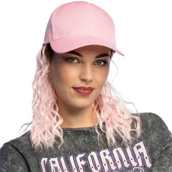 Keps med hår, rosa