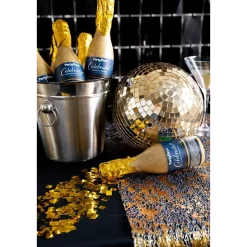 Konfettibomb, champagneflaska guld metallic 20,5 cm