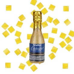 Konfettibomb, champagneflaska guld metallic 20,5 cm