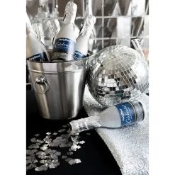 Konfettibomb, champagneflaska silver metallic 20,5 cm