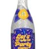 Konfettikanon, champagneflaska silver glitter 33,5 cm