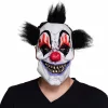 Latexmask, clown läskig svart hår