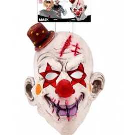 Latexmask, killer clown röd/vit