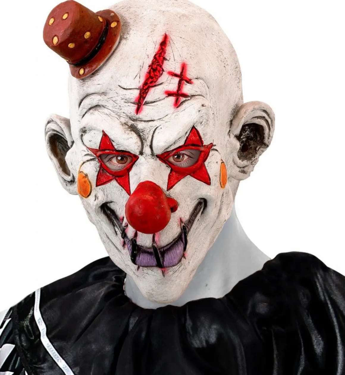 Latexmask, killer clown röd/vit
