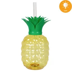 LED-drinkglas med sugrör, ananas 50 cl