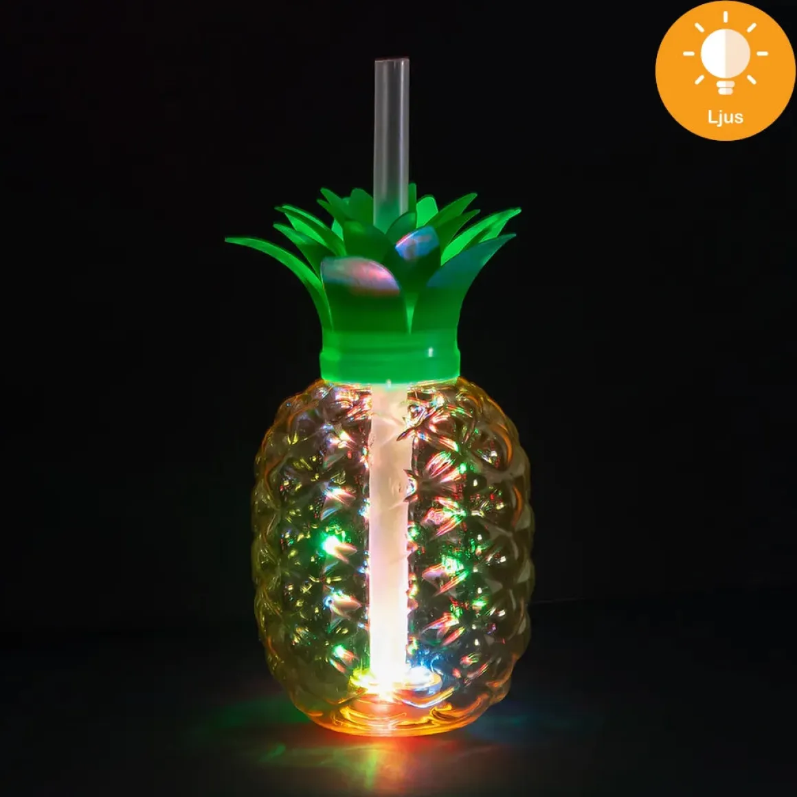 LED-drinkglas med sugrör, ananas 50 cl