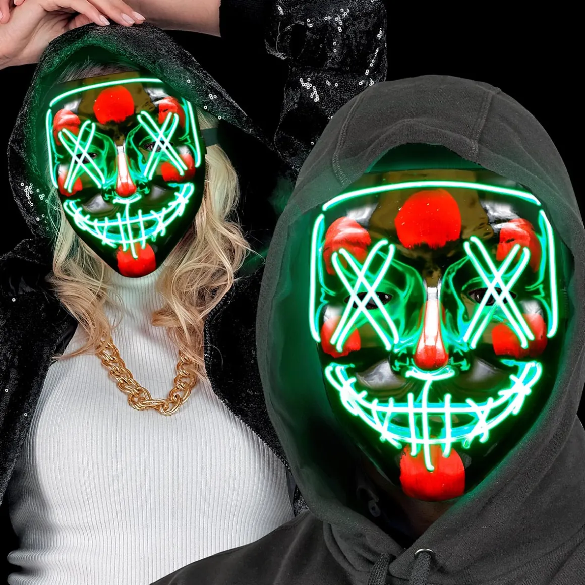 LED-mask, scary grön