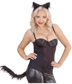 Maskeradset, katt svart fluffig