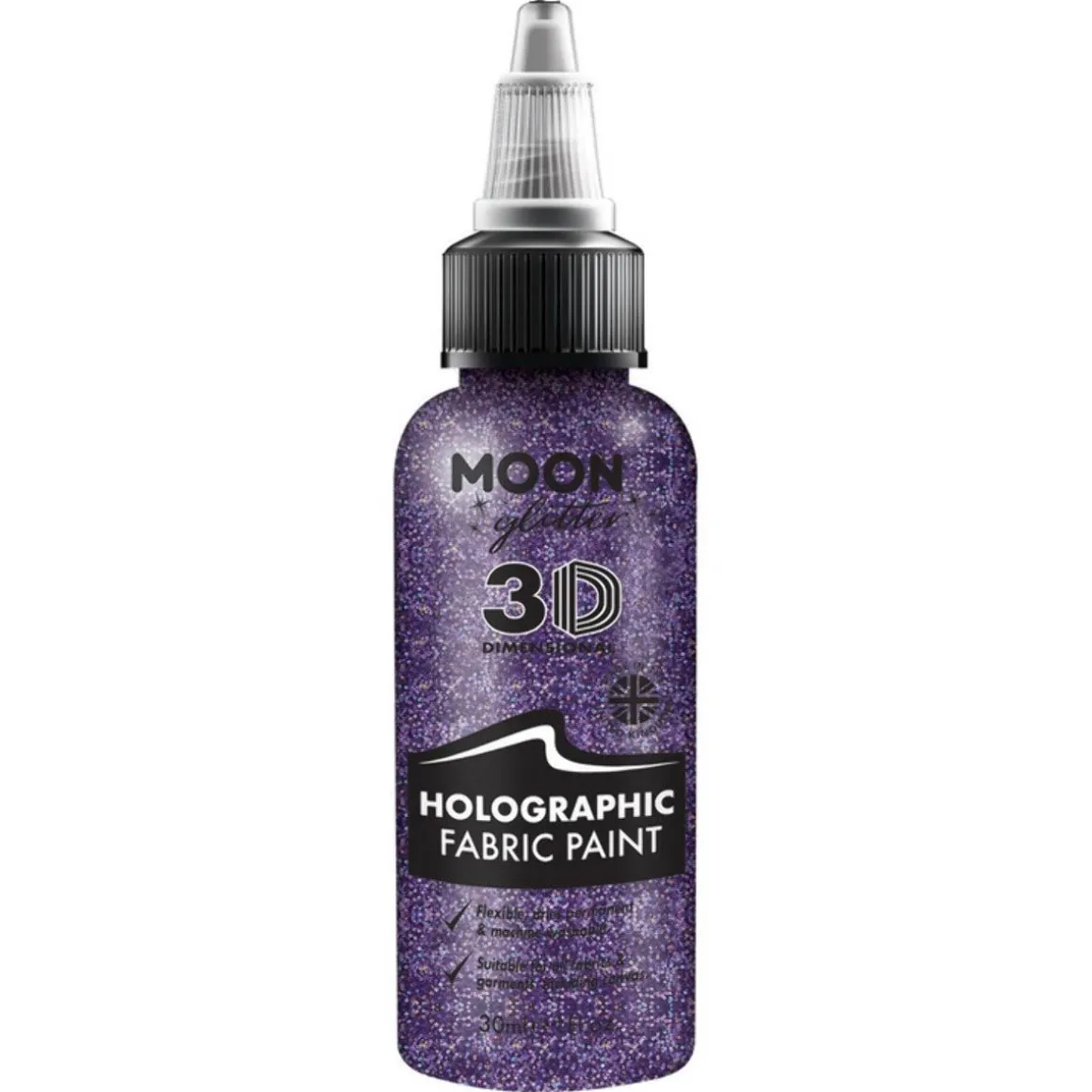 Moon Glitter Holographic Glitter Fabric Paint, purple 30 ml