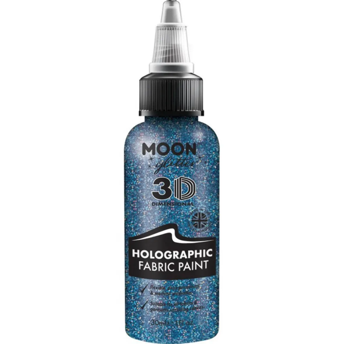 Moon Glitter Holographic Glitter Fabric Paint, blue 30 ml