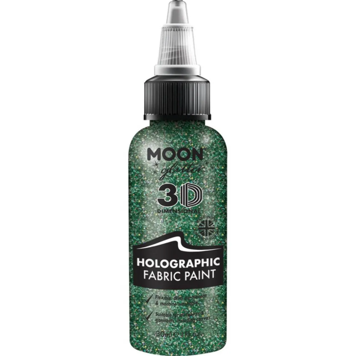 Moon Glitter Holographic Glitter Fabric Paint, green 30 ml
