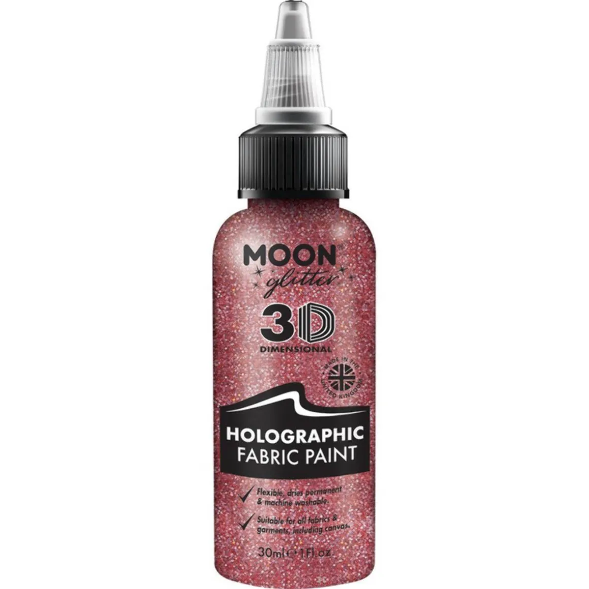 Moon Glitter Holographic Glitter Fabric Paint, pink 30 ml