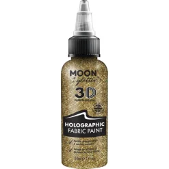 Moon Glitter Holographic Glitter Fabric Paint, gold 30 ml