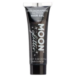 Moon Hårgelé holografiskt glitter, svart 20 ml