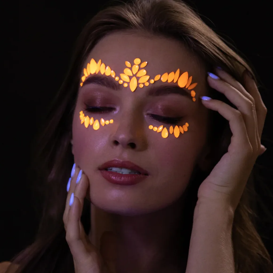 Moon Neon UV kroppsstenar, Intense Orange Face Jewels