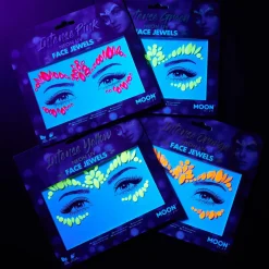 Moon Neon UV kroppsstenar, Intense Yellow Face Jewels