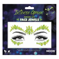 Moon Neon UV kroppsstenar, Intense Green Face Jewels