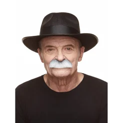 Mustasch, barkeep grå/vit