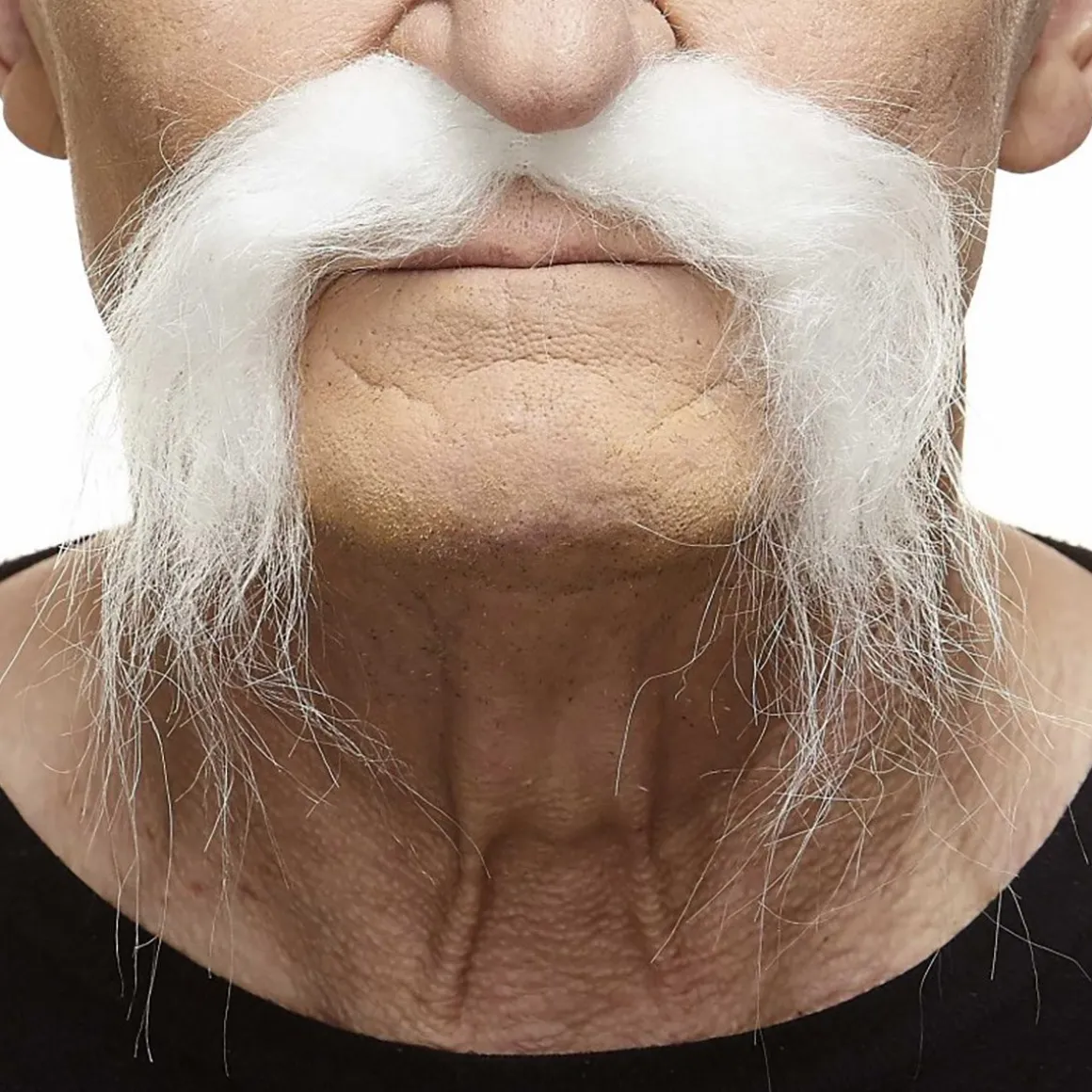 Mustasch, biker vit
