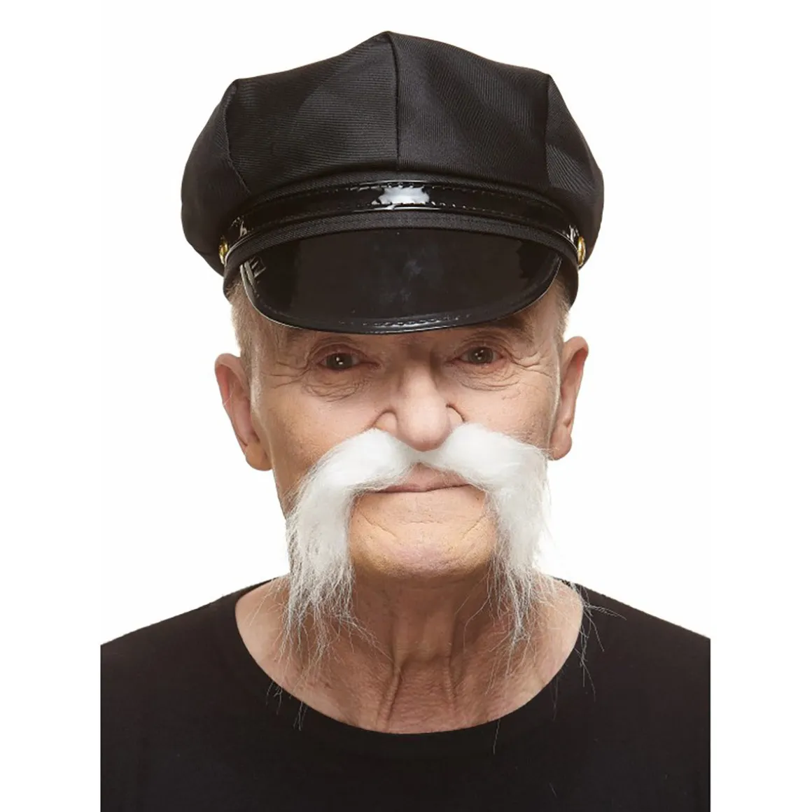 Mustasch, biker vit
