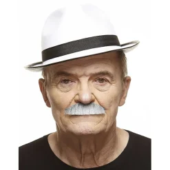 Mustasch, butler grå/vit
