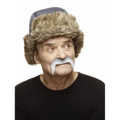 Mustasch, cowboy grå/vit