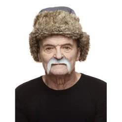 Mustasch, cowboy grå/vit