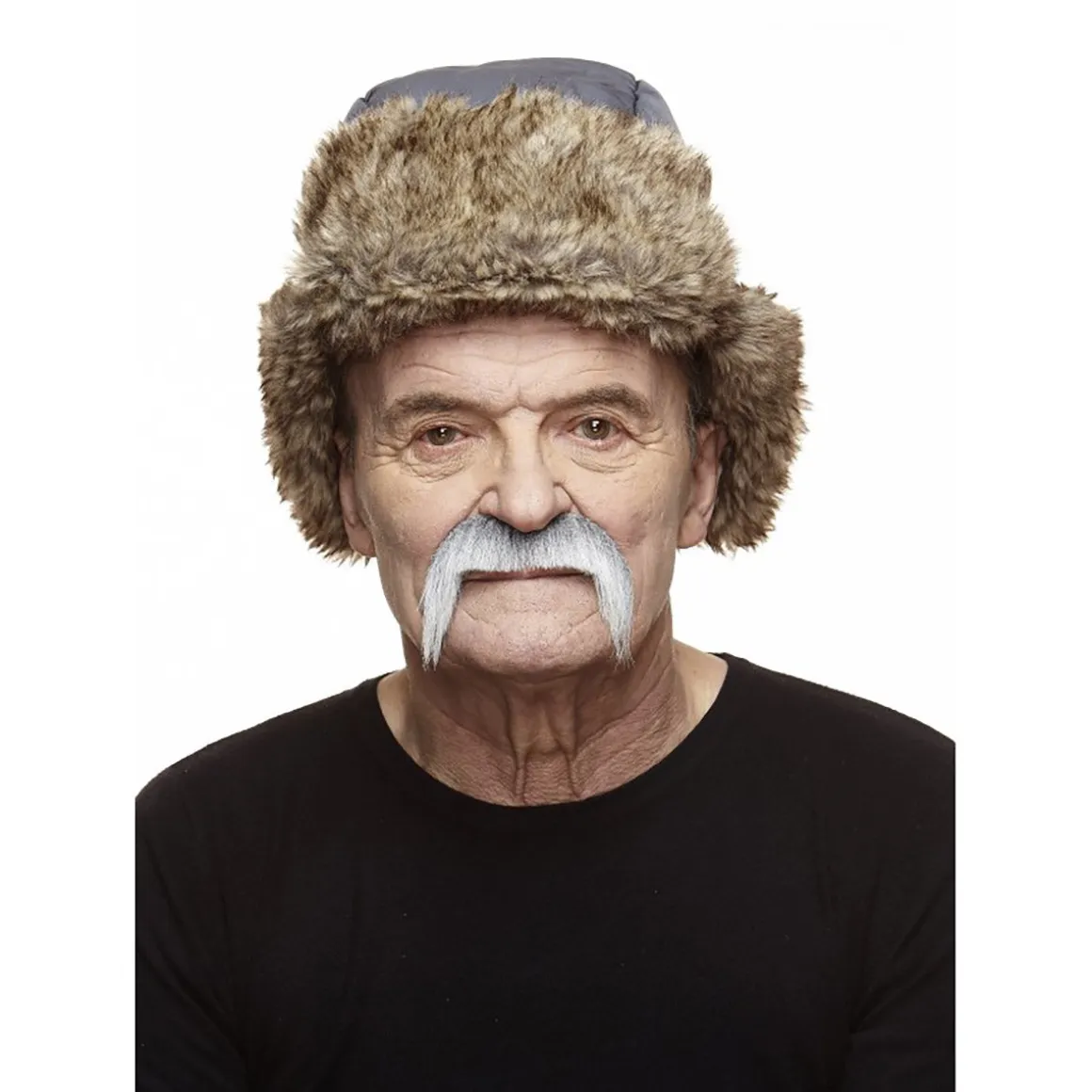 Mustasch, cowboy grå/vit