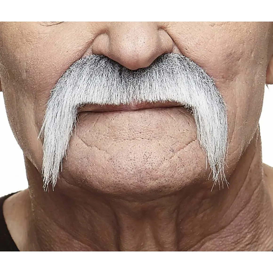 Mustasch, cowboy grå/vit