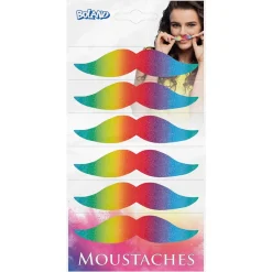 Mustascher, regnbåge 6 st