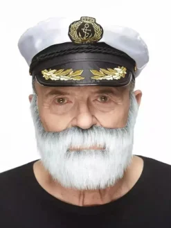 Mustasch med skägg, fisherman grå/vit