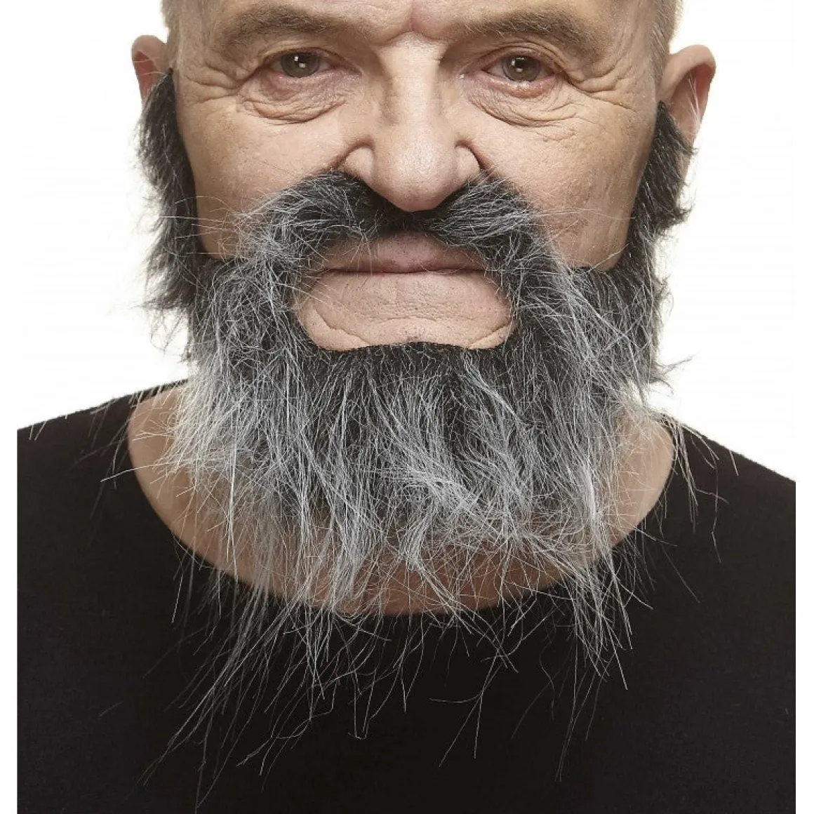 Mustasch med skägg, piomeer svart/vit