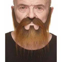 Mustasch med skägg, western brun