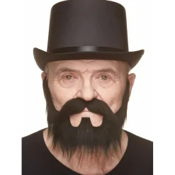 Mustasch med skägg, western svart
