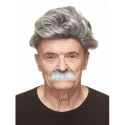 Mustasch, professor grå/vit