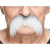 Mustasch, rebel grå/vit
