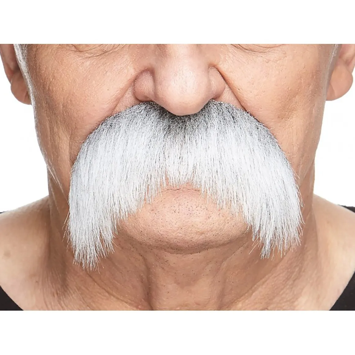 Mustasch, rebel grå/vit