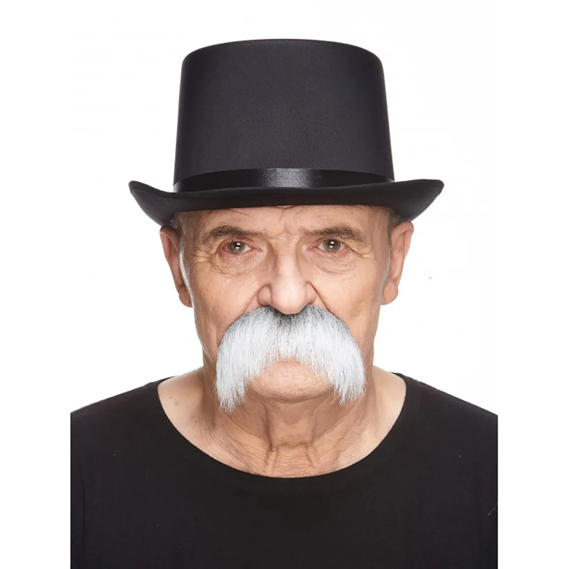 Mustasch, rebel grå/vit