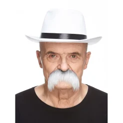 Mustasch, rebel grå/vit