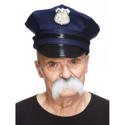 Mustasch, rebel grå/vit