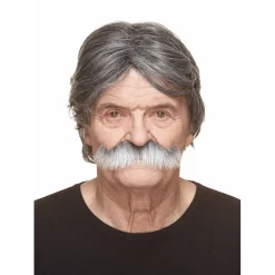 Mustasch, sheriff grå/vit