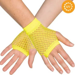 Näthandskar, neon gul korta 80-tal