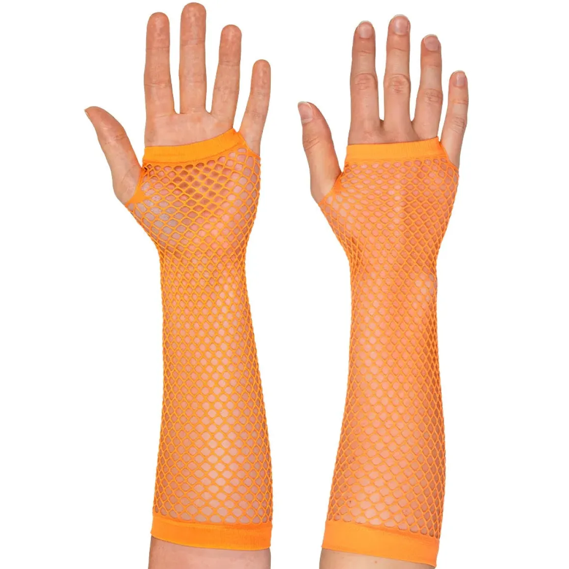 Näthandskar, neon orange långa 80-tal