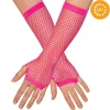 Näthandskar, neon rosa långa 80-tal