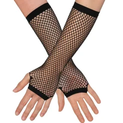 Näthandskar, svart långa 80-tal