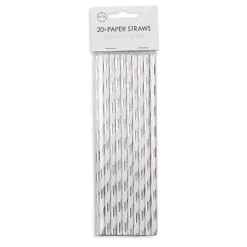 Papperssugrör, silver randig 20 st
