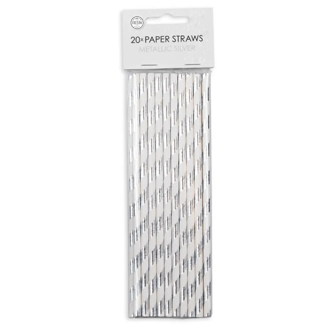 Papperssugrör, silver randig 20 st